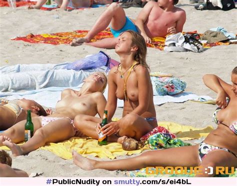 Publicnudity Casualnudity Outdoor Beach Tanlines Bikini Topless Beer Smutty Com