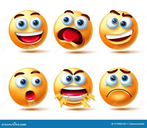 Emoticon Smileys Vector Juego De Caracteres Emoji 3d Smiley Con Grito