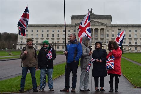 anti irish language protests outside stormont as talks to restore devolution are back underway