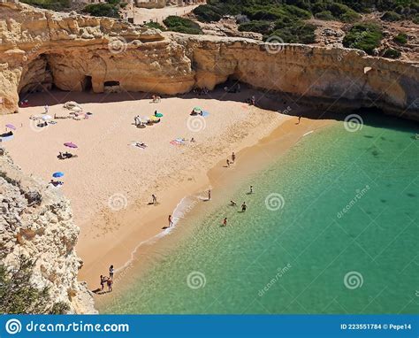 praia do carvalho in south of portugal editorial stock image image of praia golden 223551784