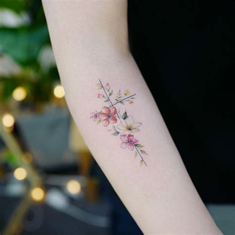 Minimalist Korean Flower Tattoo Designs Best Tattoo Ideas