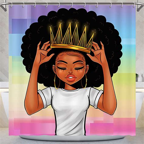 Koyi Black Girl Shower Curtainafrican American Women Girl With Crown