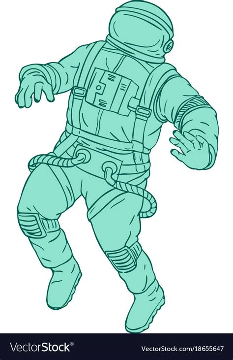 Astronaut Floating In Space Drawing Royalty Free Vector