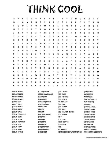 These puzzles have so many benefits, yet are simple and fun to solve. Hot enough for ya? "Think cool" with this word search ...