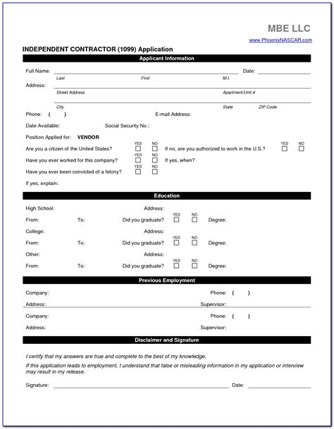 Printable 1099 Form Independent Contractor Form Resume Examples