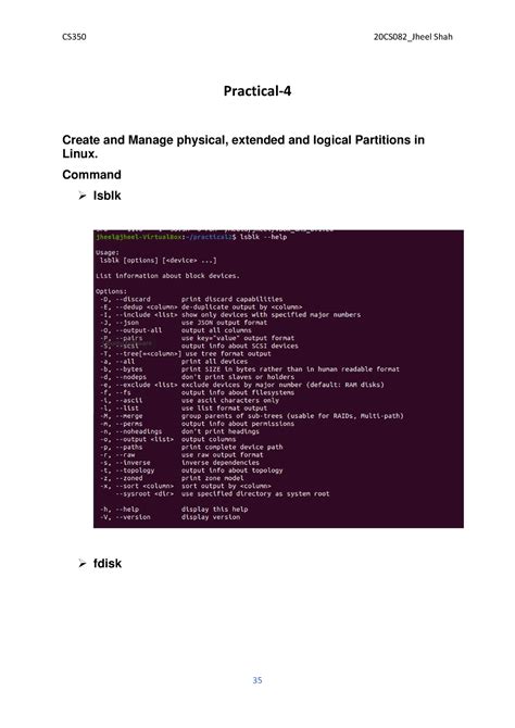 20cs082 Os Practicals 37 45 Operating Systems Practical Create And