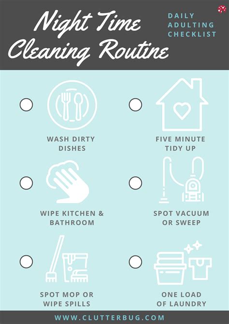 Night Time Cleaning Checklist Free Printable Clutterbug