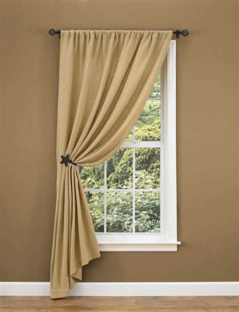 The Country Porch Features The Burlap Unlined Single Tieback Curtain
