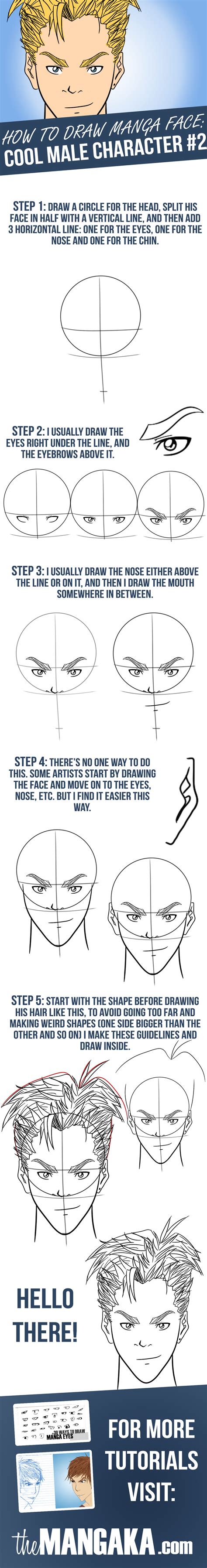 How To Draw Manga Faces Cool Male Character 2 By Mangakaofficial On