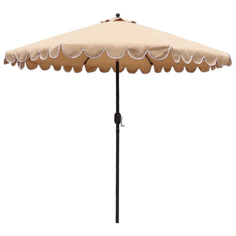 Maypex 9 Ft Round Scallop Outdoor Patio Umbrella With Tilt And Crank