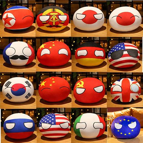 16pcs Country Ball Toy Plush Pendant Plushie Doll Countryball Ussr Usa France Russia Uk Japan