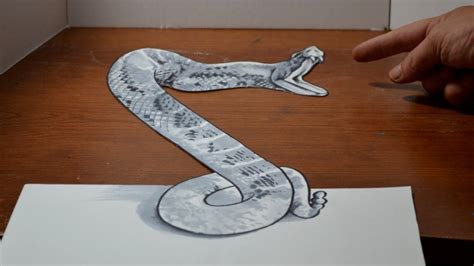 Drawing A 3d Rattlesnake Cool Anamorphic Trick Art Optical Illusion