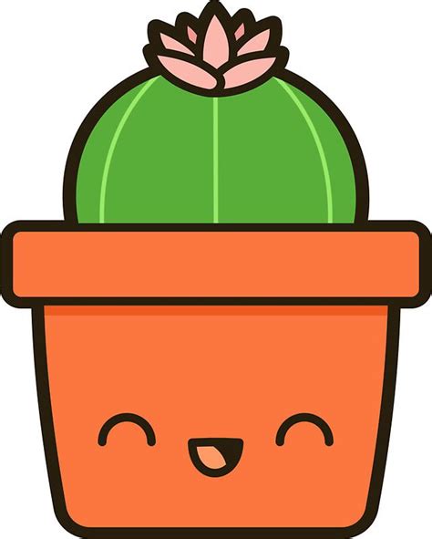 Cactus With Flower In Cute Pot Sticker By Peppermintpopuk Kawaii