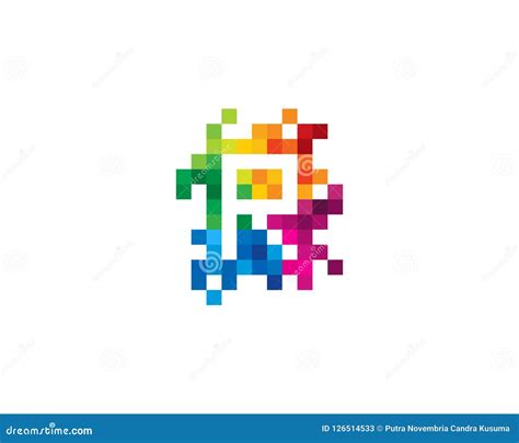 R Letter Mosaic Pixel Logo Icon Design Stock Vector Illustration Of