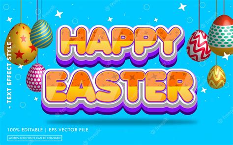 Premium Vector Happy Easter Text Effects Style