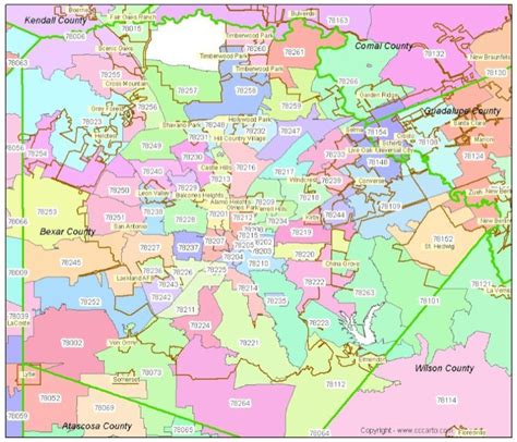 San Antonio And Surrounding Area Zip Code Map