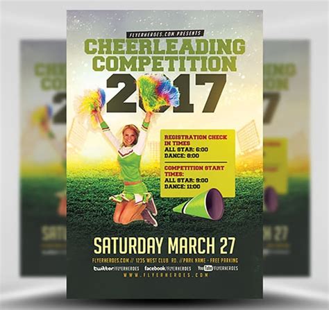 Cheerleading Competition 2017 Flyer Template - FlyerHeroes