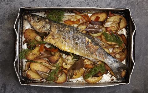 Sea Bass Baked With Potato And Fennel