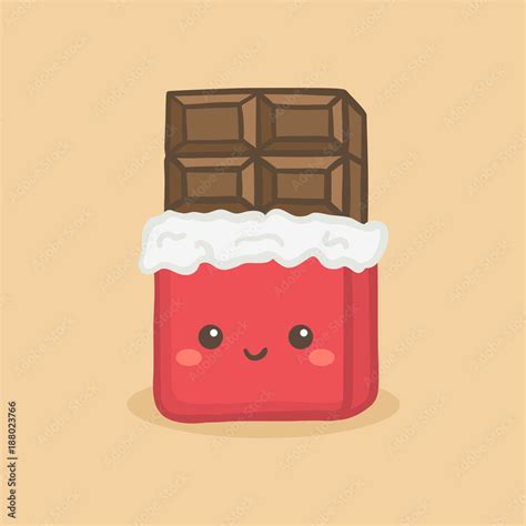 Cute Chocolate Bar With Red Silver Wrapping Foil Vector Illustration