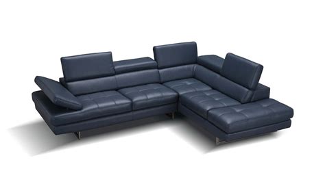 A761 Sectional Sofa In Blue Color Italian Leather