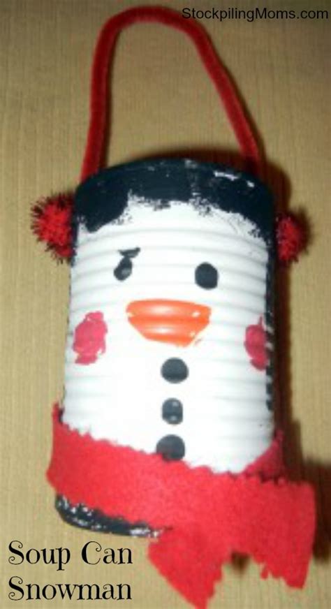 Eco Friendly Winter Craft Soup Can Snowman