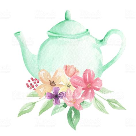 Watercolor Tea Party Clipart Teacup Teapot Bridal Shower Invitation Tea