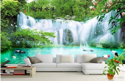 Wdbh Custom Photo 3d Wallpaper Huge Landscape Waterfall Lake Living