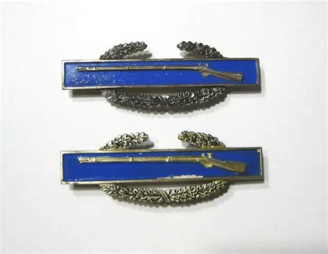 Lot Of 2 Wwii Us Army Sterling Silver Blue Enamel Infantry Marksman Rifle Badges 35 00 Picclick