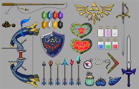 Artstation Zelda Items Layout