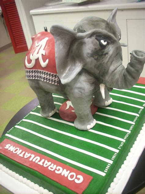 Alabama Al Carved Cake Standing On Full Sheet Cake Football Field