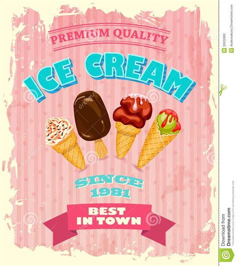 Vintage ICE CREAM Poster Design Ice Cream Poster Vintage Ice Cream