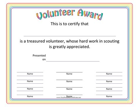 Volunteer Award Certificate Template Download Printable Pdf