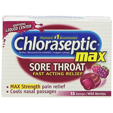6 pack chloraseptic max sore throat lozenges wild berries 15 each