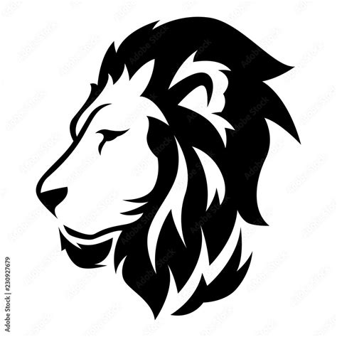 Side View Of Lion Head With Black And White Style Stock Vector Adobe