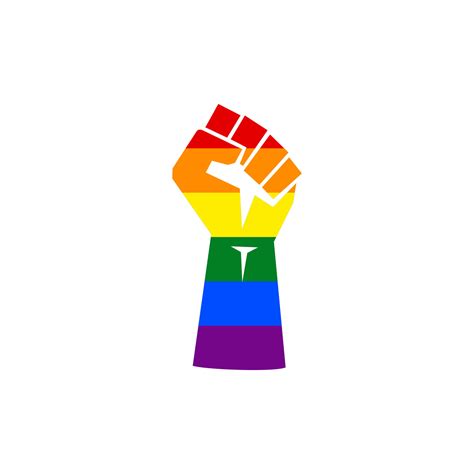 lgbt symbol vector lgbt rainbow flag circle with power raised up fist symbol for gay lesbian