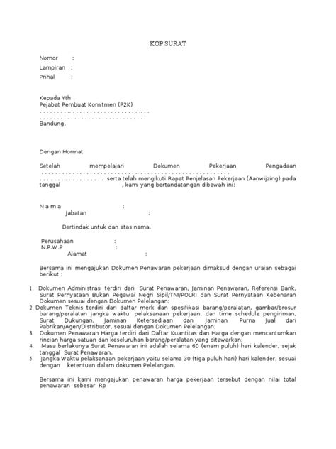 Contoh surat penawaran harga untuk lelang. 8+ Contoh Surat Niaga Penawaran Permintaan Jasa, Barang & Kerjasama