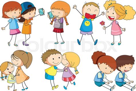 People Doing Different Activities With Stock Vector Colourbox