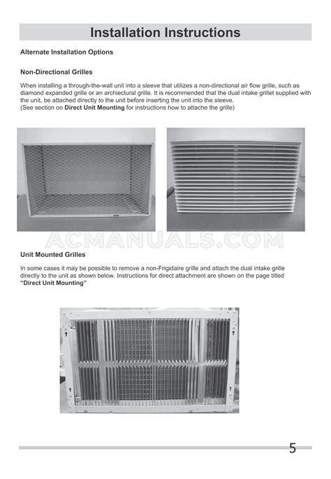 Frigidaire Ffta U Installation Instructions