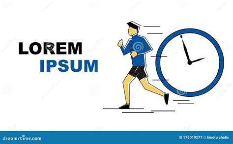 The Young Man Jogging Ran With The Clock Behind Him Stock Vector