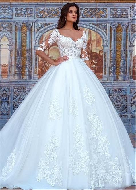Correspondently, its final price will pay off for a bride. Half Sleeves Wedding Dress with Lace Detailing,Wedding ...