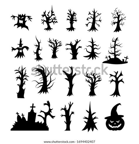 Set Vector Silhouettes Trees Stock Vector Royalty Free 1694402407