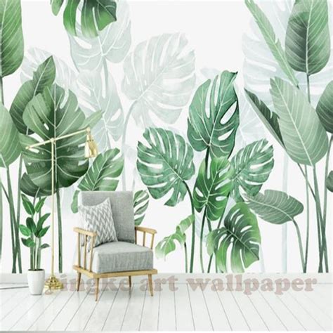 Green Fresh Rainforest Tropical Banana Leaves Plants Wall Mural Wall