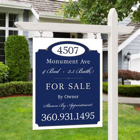 Real Estate Sign For Sale By Owner 2 Sided Listing Panel Etsy