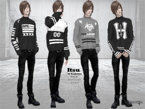 Itsu Oversized Male Jumper By Helsoseira At Tsr Sims 4 Updates