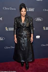 Janet Jackson Stuns In A Long Leather Coat At A Pre Grammy Gala Hot
