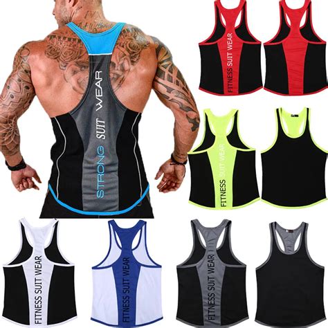 Men S Stringer Bodybuilding Y Back Muscle Fit Gym Tank Top Workout Fitness Running Vest Running