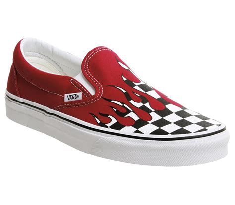 Can't go wrong with vans. Vans Vans Classic Slip On Trainers Racing Red Checkerboard ...