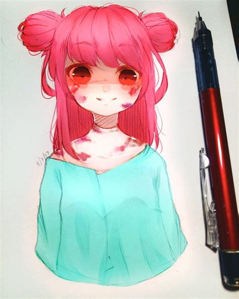 Anime Girl Yandere Pink Hair Anime Manga Digital Art