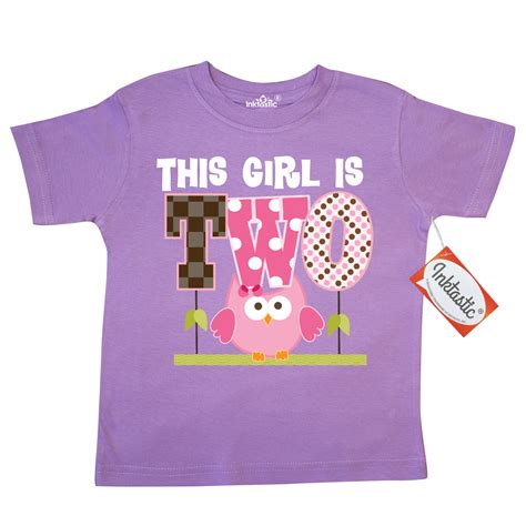 2nd Birthday Girl Owl 2 Year Old Toddler T Shirt Lilac 1699