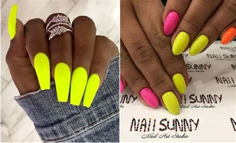 23 Neon Yellow Nails and Ideas for Summer 2020 | StayGlam These nails use three colors and we love the combination.